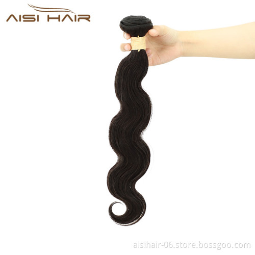 Aisi Hair High Quality Cheap Wholesale Vendor Natural Black Color Body Wave 100%  Brazilian Human Hair Weave Bundles